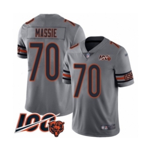 Men's Chicago Bears #70 Bobby Massie Limited Silver Inverted Legend 100th Season Football Jersey