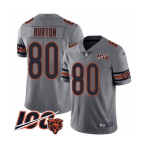 Men's Chicago Bears #80 Trey Burton Limited Silver Inverted Legend 100th Season Football Jersey