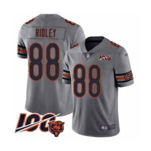 Men's Chicago Bears #88 Riley Ridley Limited Silver Inverted Legend 100th Season Football Jersey