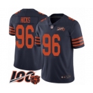 Men's Chicago Bears #96 Akiem Hicks Limited Navy Blue Rush Vapor Untouchable 100th Season Football Jersey