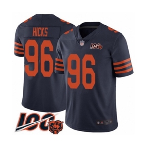 Men's Chicago Bears #96 Akiem Hicks Limited Navy Blue Rush Vapor Untouchable 100th Season Football Jersey