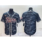 Men's Chicago Bears Blank Grey Camo With Patch Cool Base Stitched Baseball Jersey