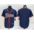 Men's Chicago Bears Blank Navy Blue Stitched MLB Cool Base Nike Baseball Jersey