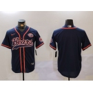 Men's Chicago Bears Blank Navy Blue With Patch Cool Base Stitched Baseball Jersey