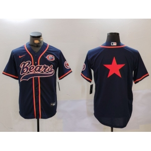 Men's Chicago Bears Blank Navy Blue With Patch Cool Base Stitched Baseball Jerseys