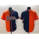 Men's Chicago Bears Blank Orange Navy Split With Patch Cool Base Stitched Baseball Jersey