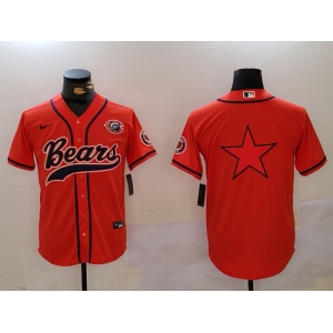 Mens Chicago Bears Blank Orange Throwback With Patch Cool Base Stitched Baseball Jersey