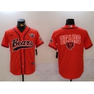 Men's Chicago Bears Blank Orange Throwback With Patch Cool Base Stitched Baseball Jerseys