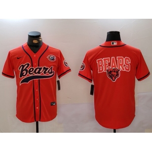 Men's Chicago Bears Blank Orange Throwback With Patch Cool Base Stitched Baseball Jerseys