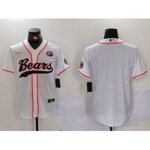 Men's Chicago Bears Blank White With Patch Cool Base Stitched Baseball Jersey