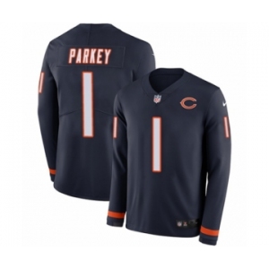 Men's Nike Chicago Bears #1 Cody Parkey Limited Navy Blue Therma Long Sleeve NFL Jersey