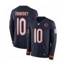 Men's Nike Chicago Bears #10 Mitchell Trubisky Limited Navy Blue Therma Long Sleeve NFL Jersey