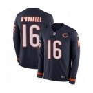 Men's Nike Chicago Bears #16 Pat O'Donnell Limited Navy Blue Therma Long Sleeve NFL Jersey