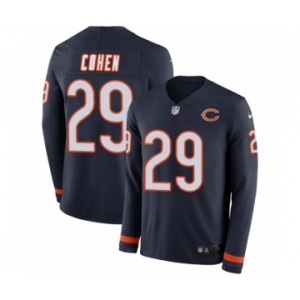 Men's Nike Chicago Bears #29 Tarik Cohen Limited Navy Blue Therma Long Sleeve NFL Jersey