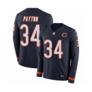 Men's Nike Chicago Bears #34 Walter Payton Limited Navy Blue Therma Long Sleeve NFL Jersey