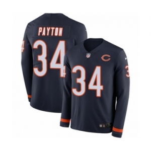 Men's Nike Chicago Bears #34 Walter Payton Limited Navy Blue Therma Long Sleeve NFL Jersey