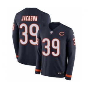 Men's Nike Chicago Bears #39 Eddie Jackson Limited Navy Blue Therma Long Sleeve NFL Jersey