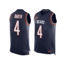 Men's Nike Chicago Bears #4 Connor Barth Limited Navy Blue Player Name & Number Tank Top NFL Jersey