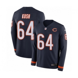 Men's Nike Chicago Bears #64 Eric Kush Limited Navy Blue Therma Long Sleeve NFL Jersey