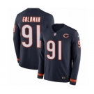 Men's Nike Chicago Bears #91 Eddie Goldman Limited Navy Blue Therma Long Sleeve NFL Jersey