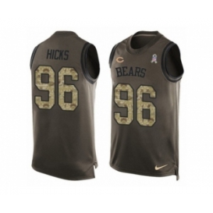 Men's Nike Chicago Bears #96 Akiem Hicks Limited Green Salute to Service Tank Top Alternate NFL Jersey