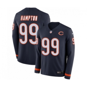 Men's Nike Chicago Bears #99 Dan Hampton Limited Navy Blue Therma Long Sleeve NFL Jersey