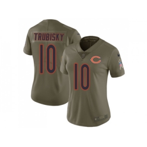 Women Nike Chicago Bears #10 Mitchell Trubisky Olive Stitched NFL Limited 2017 Salute to Service Jersey