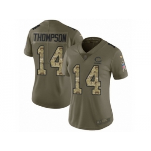 Women Nike Chicago Bears #14 Deonte Thompson Limited Olive Camo Salute to Service NFL Jersey