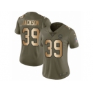 Women Nike Chicago Bears #39 Eddie Jackson Limited Olive Gold Salute to Service NFL Jersey