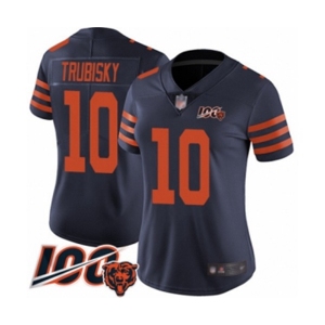 Women's Chicago Bears #10 Mitchell Trubisky Limited Navy Blue Rush Vapor Untouchable 100th Season Football Jersey