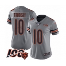 Women's Chicago Bears #10 Mitchell Trubisky Limited Silver Inverted Legend 100th Season Football Jersey