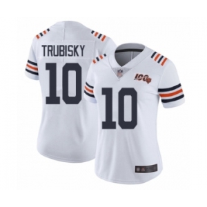 Women's Chicago Bears #10 Mitchell Trubisky White 100th Season Limited Football Jersey