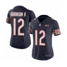 Women's Chicago Bears #12 Allen Robinson Navy Blue Team Color 100th Season Limited Football Jersey