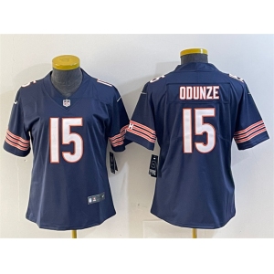 Women's Chicago Bears #15 Rome Odunze Navy 2024 Draft Vapor Football Stitched Jersey