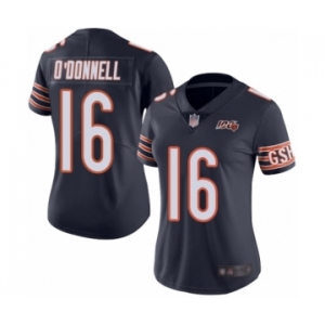 Women's Chicago Bears #16 Pat O'Donnell Navy Blue Team Color 100th Season Limited Football Jersey