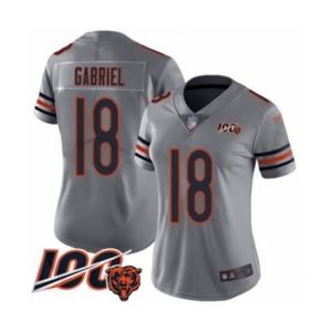 Women's Chicago Bears #18 Taylor Gabriel Limited Silver Inverted Legend 100th Season Football Jersey