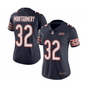 Women's Chicago Bears #32 David Montgomery Navy Blue Team Color 100th Season Limited Football Jersey