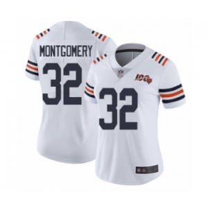 Women's Chicago Bears #32 David Montgomery White 100th Season Limited Football Jersey