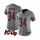 Women's Chicago Bears #34 Walter Payton Limited Silver Inverted Legend 100th Season Football Jersey