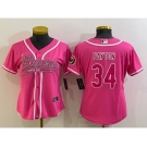 Women's Chicago Bears #34 Walter Payton Pink With Patch Cool Base Stitched Baseball Jersey