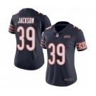 Women's Chicago Bears #39 Eddie Jackson Navy Blue Team Color 100th Season Limited Football Jersey