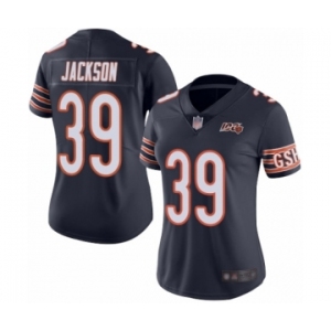 Women's Chicago Bears #39 Eddie Jackson Navy Blue Team Color 100th Season Limited Football Jersey