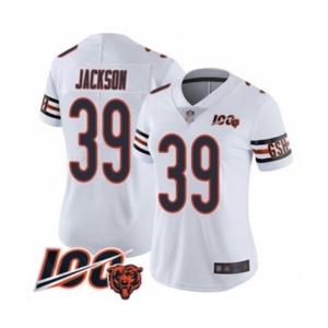 Women's Chicago Bears #39 Eddie Jackson White Vapor Untouchable Limited Player 100th Season Football Jersey