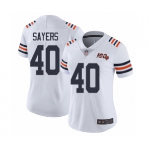 Women's Chicago Bears #40 Gale Sayers White 100th Season Limited Football Jersey