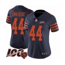 Women's Chicago Bears #44 Nick Kwiatkoski Limited Navy Blue Rush Vapor Untouchable 100th Season Football Jersey