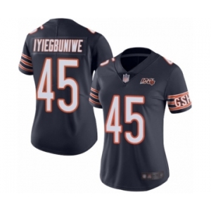 Women's Chicago Bears #45 Joel Iyiegbuniwe Navy Blue Team Color 100th Season Limited Football Jersey