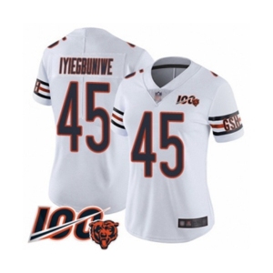 Women's Chicago Bears #45 Joel Iyiegbuniwe White Vapor Untouchable Limited Player 100th Season Football Jersey