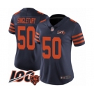 Women's Chicago Bears #50 Mike Singletary Limited Navy Blue Rush Vapor Untouchable 100th Season Football Jersey