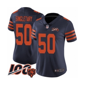 Women's Chicago Bears #50 Mike Singletary Limited Navy Blue Rush Vapor Untouchable 100th Season Football Jersey