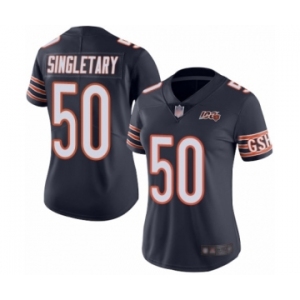 Women's Chicago Bears #50 Mike Singletary Navy Blue Team Color 100th Season Limited Football Jersey